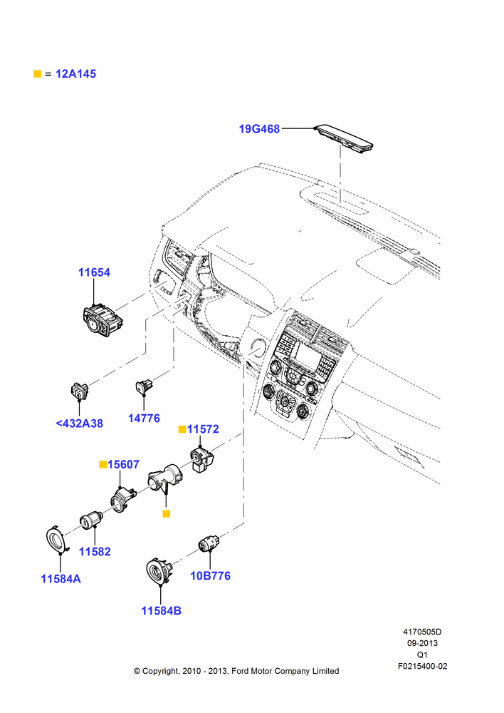 Схема Панель приборов, Ford Series; 12.07.2010–24.12.2014