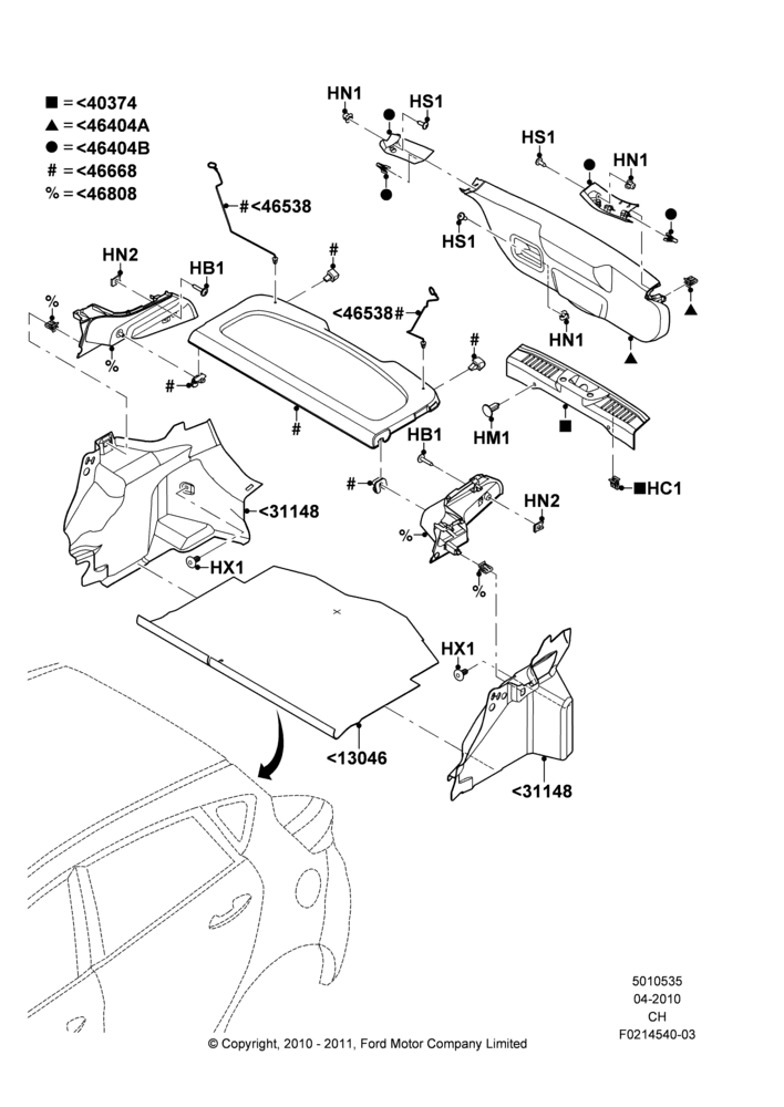 Схема Load Compartment Trim, 5 Door Sedan; 26.04.2010–27.04.2013