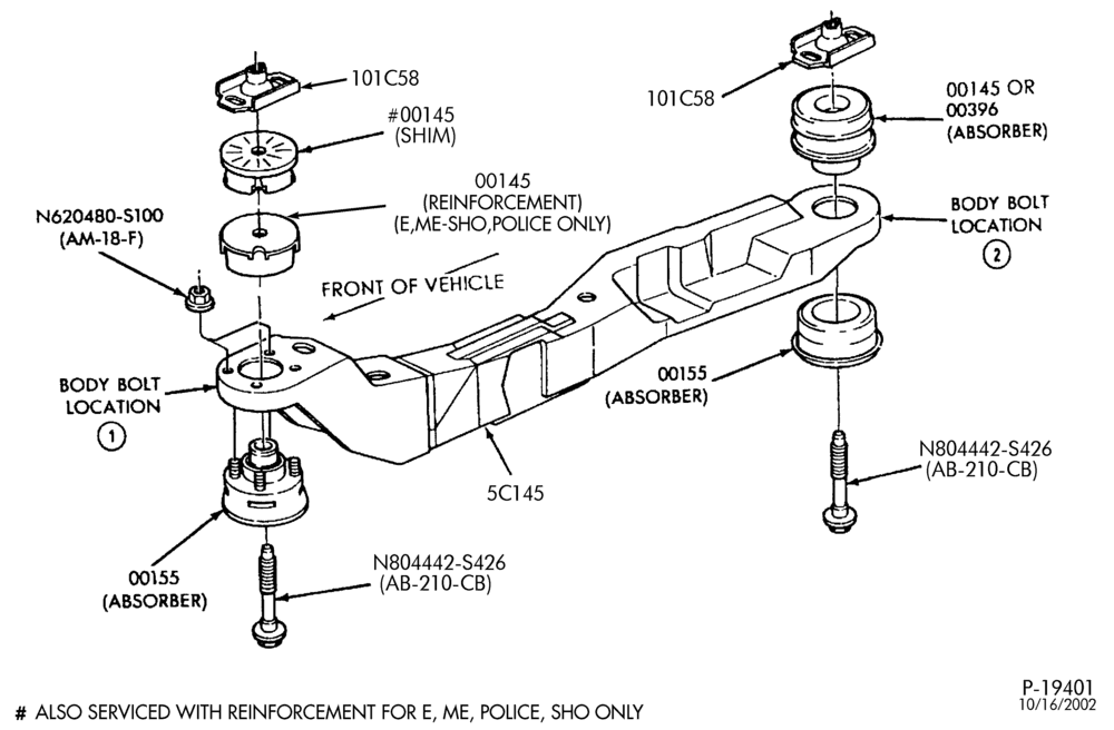 Схема BODY BOLT CHART 1990/1995 TAURUS/SABLE