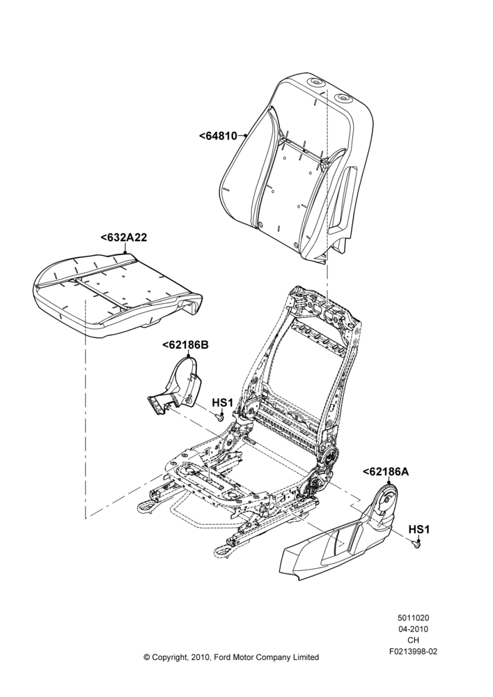 Схема Подушки и обогрев передних сидений, Less Temp Control Driver Seat, Less Temp Control Passenger Seat; 26.04.2010–18.07.2011