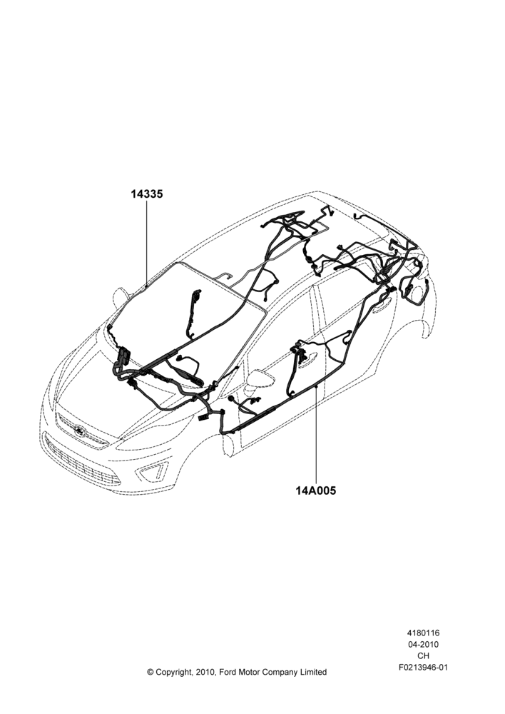 Схема Проводка кузова и потолочной консоли, 5 Door Sedan; 26.04.2010–27.04.2013