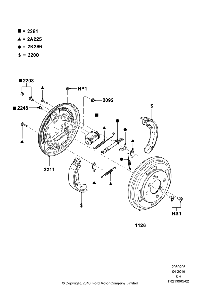 Схема Rear Drum Brakes; 26.04.2010–27.04.2013