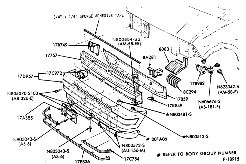 Схема BUMPERS-Front bumper parts-A