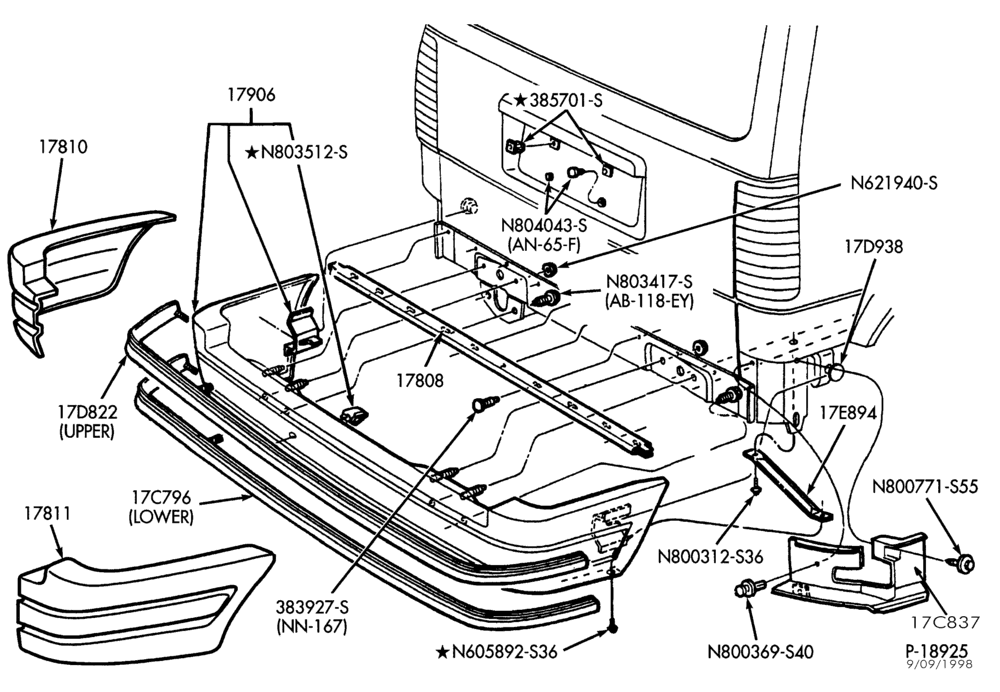 Схема BUMPERS-Rear bumper parts-A