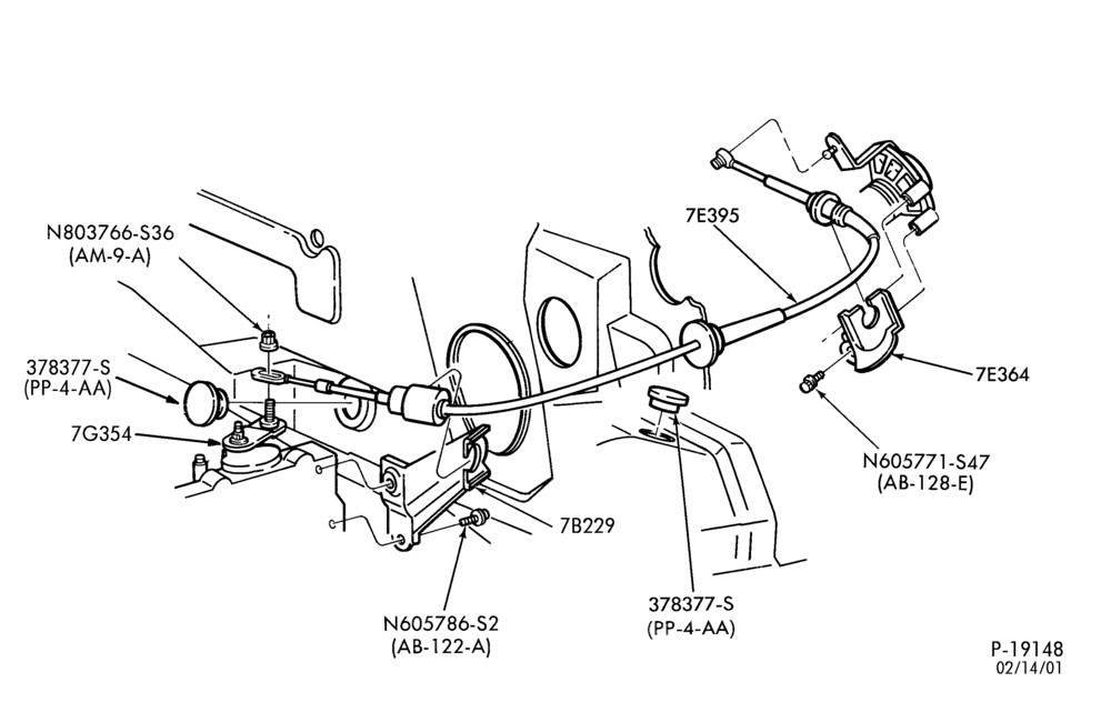 Схема AXOD TYPE - EXTERNAL PARTS-EXTERNAL PARTS- shift controls-E,ME