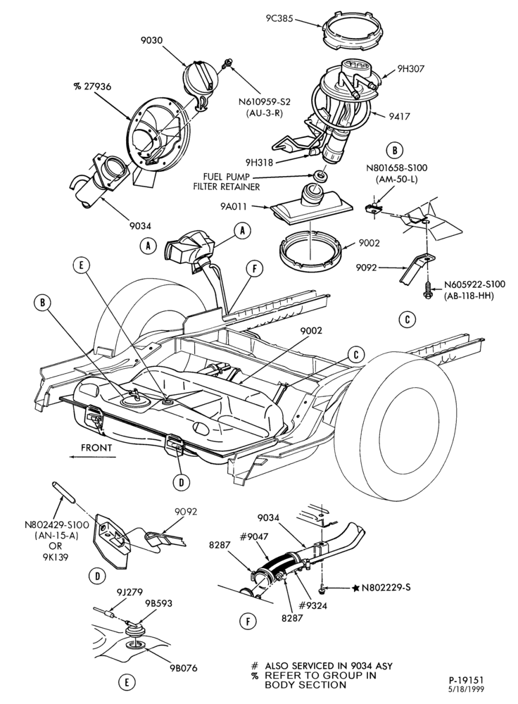 Схема 6 CYL. 3.8L (230 C.I.D.)-Fuel system - tank installation