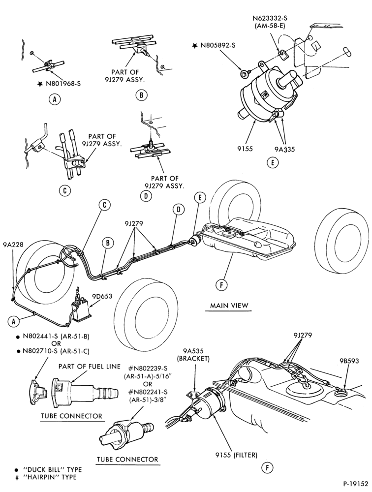 Схема 4 CYL. 2.5L (153 C.I.D.) HSC-Fuel system - line installation
