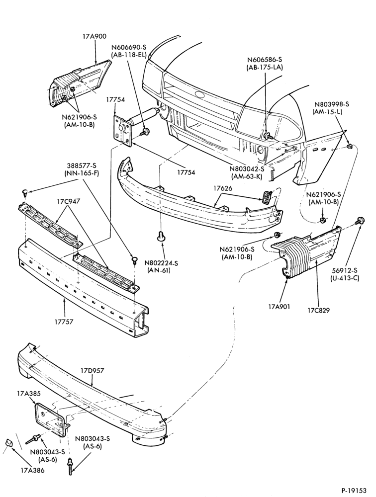 Схема SPEEDOMETER, BUMPERS, MIRRORS AND WIPERS-Bumper- front-Tempo
