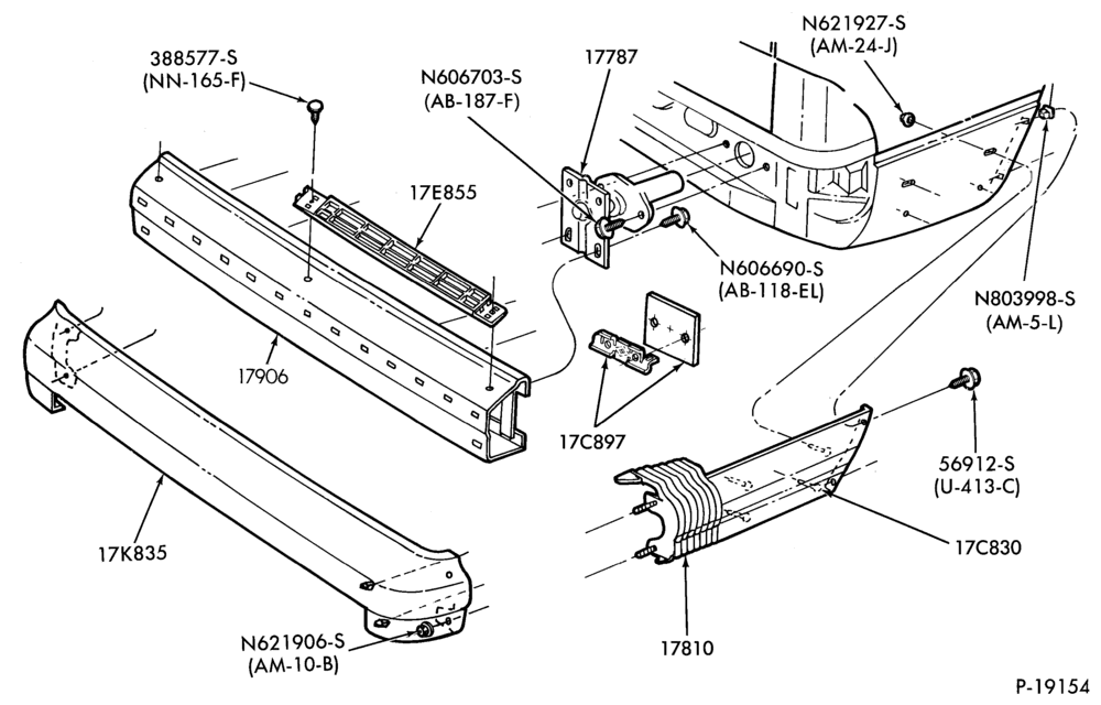 Схема SPEEDOMETER, BUMPERS, MIRRORS AND WIPERS-Bumper - rear-Tempo