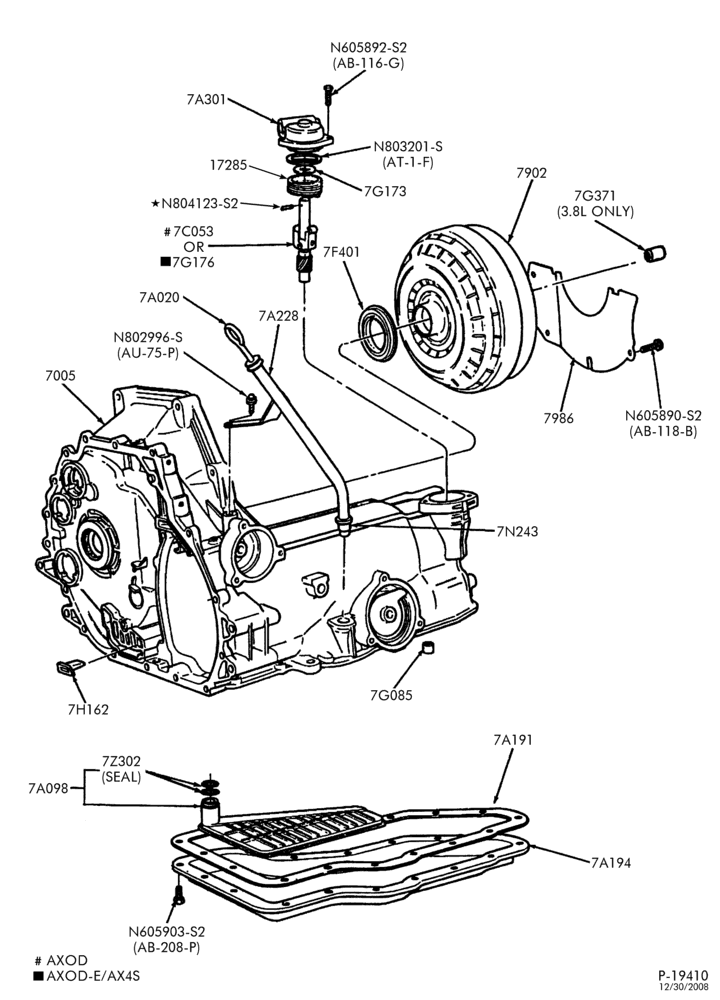 Схема AXOD TYPE - INTERNAL PARTS-INTERNAL PARTS- case, converter assy. and related parts-E,ME