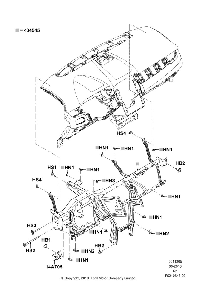 Схема Панель приборов, Ford Series, Installation; 12.07.2010–24.12.2014