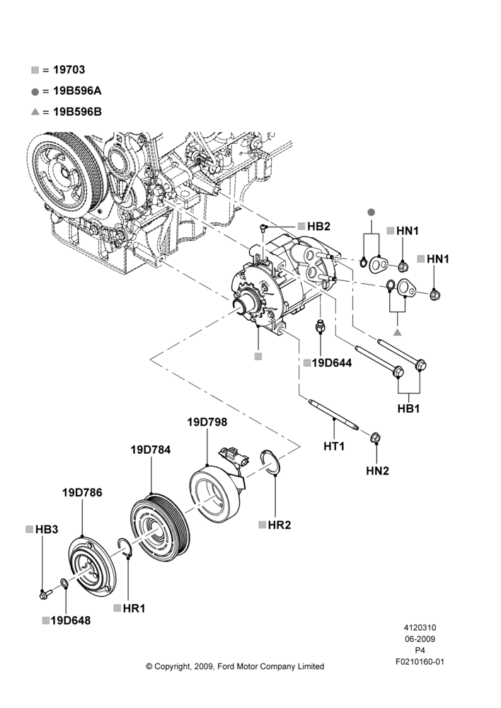 Схема Конденсатор и компрессор кондиционера, Compressor Assy; 06.07.2009–29.02.2012