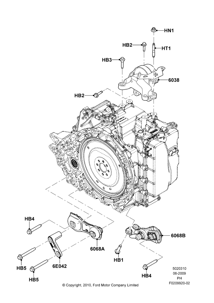 Схема Опоры КПП, 3.5L DOHC T/C V6 Gas; 15.06.2009–27.06.2017
