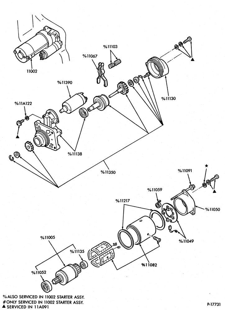 Схема STARTERS-Starter and drive assy.-Ford positive engagement-4 cyl. 134