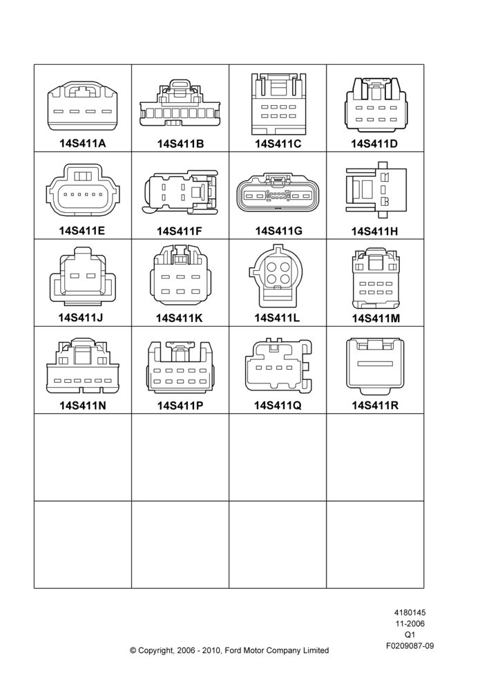 Схема Ремонтные жгуты проводки, Page B, Switches; 06.11.2006–01.06.2009