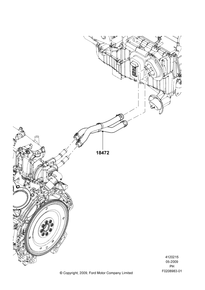 Схема Шланги отопителя, 3.5L DOHC T/C V6 Gas; 15.06.2009–01.03.2019