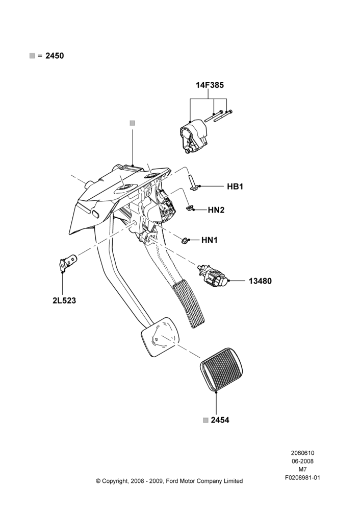 Схема Педали тормоза и сцепления, Automatic Transmission; 23.06.2008–29.04.2012