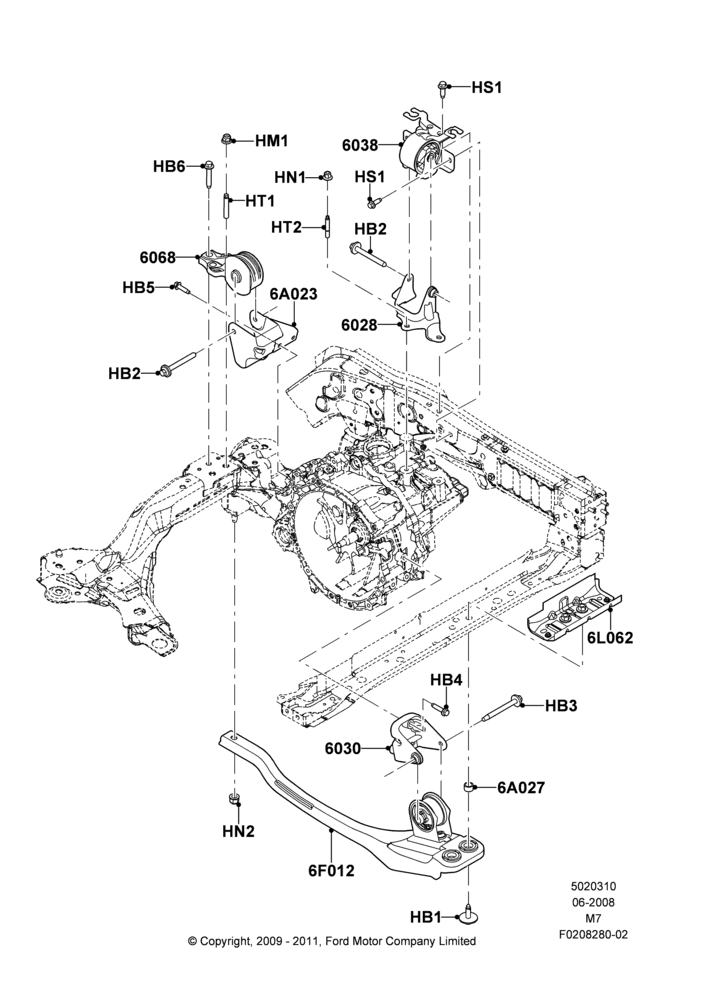 Схема Опоры КПП, Manual Transmission; 23.06.2008–29.04.2012