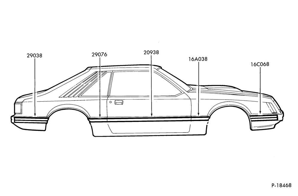 Схема MOULDINGS BODY SIDE - 20TH ANNIVERSARY - BODY TYPES ALL