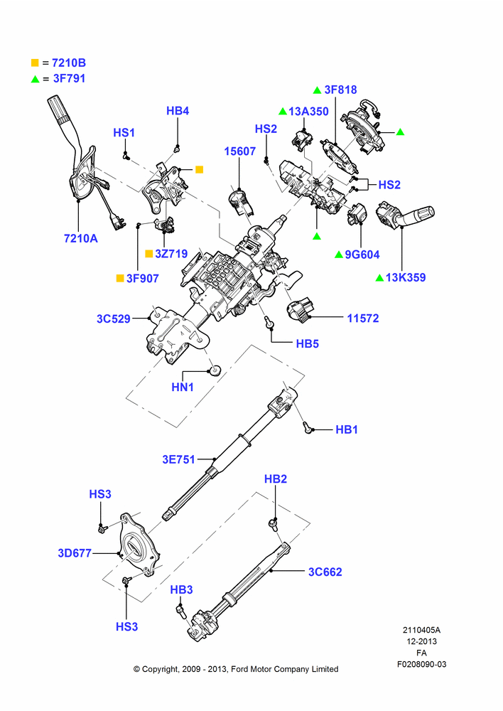 Схема Рулевая колонка, With Man Rake/Col Shift Strg Column; 22.02.2010–05.07.2016