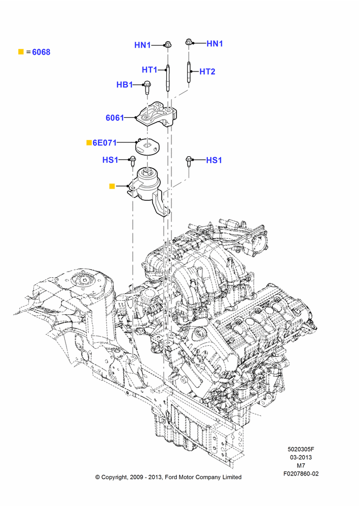 Схема Опоры двигателя, 3.0L 4V OHC V6 Duratec 230HP; 23.06.2008–29.04.2012