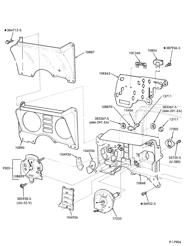 Схема Стартер, IGNITION AND HEADLAMP SWITCHES-Instrument cluster and related parts- Tempo - w/o gauges