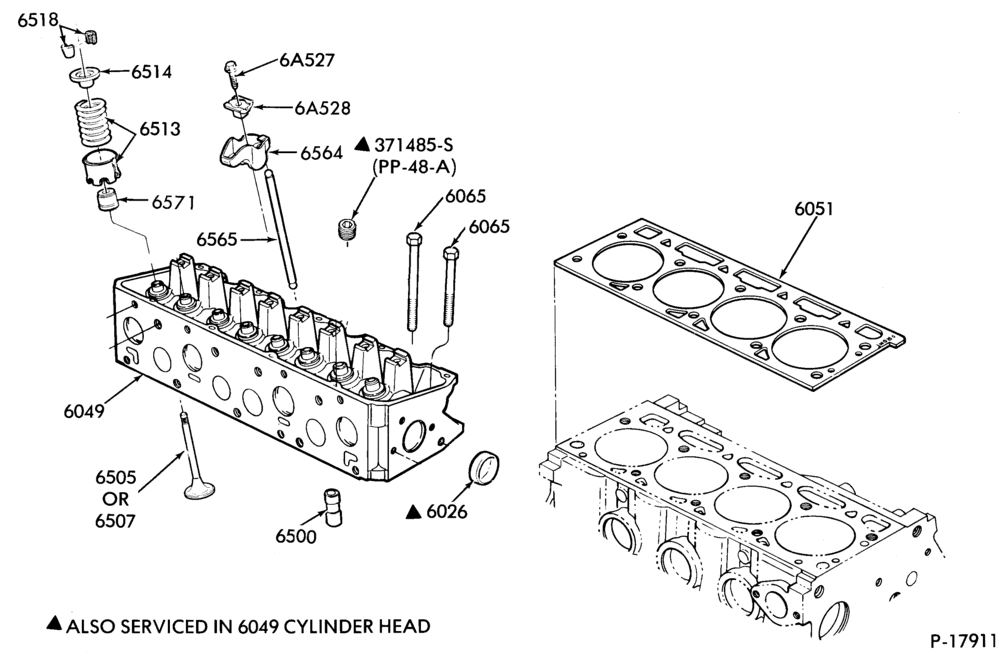 Схема 4 CYL. 2.3L (140 C.I.D.) HSC-Valves and rocker arm cover