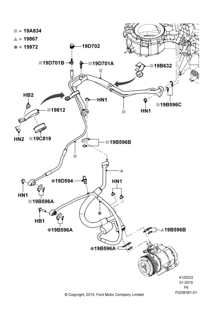 Схема Система кондиционирования, 6.2L 16V OHC NA V8 Gas; 01.02.2010–23.12.2014