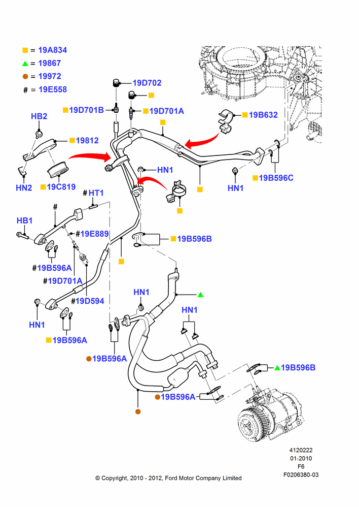 Схема Система кондиционирования, All 4.6L Engine, 5.4L 3V V8; 01.02.2010–03.11.2010