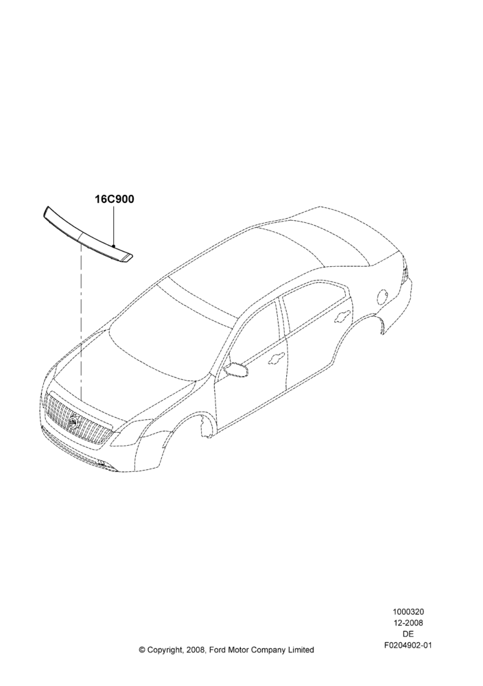 Схема Декор кузова — перед, Mercury Division Derivative, Accessory, Hood Air Deflector; 04.02.2009–29.07.2012