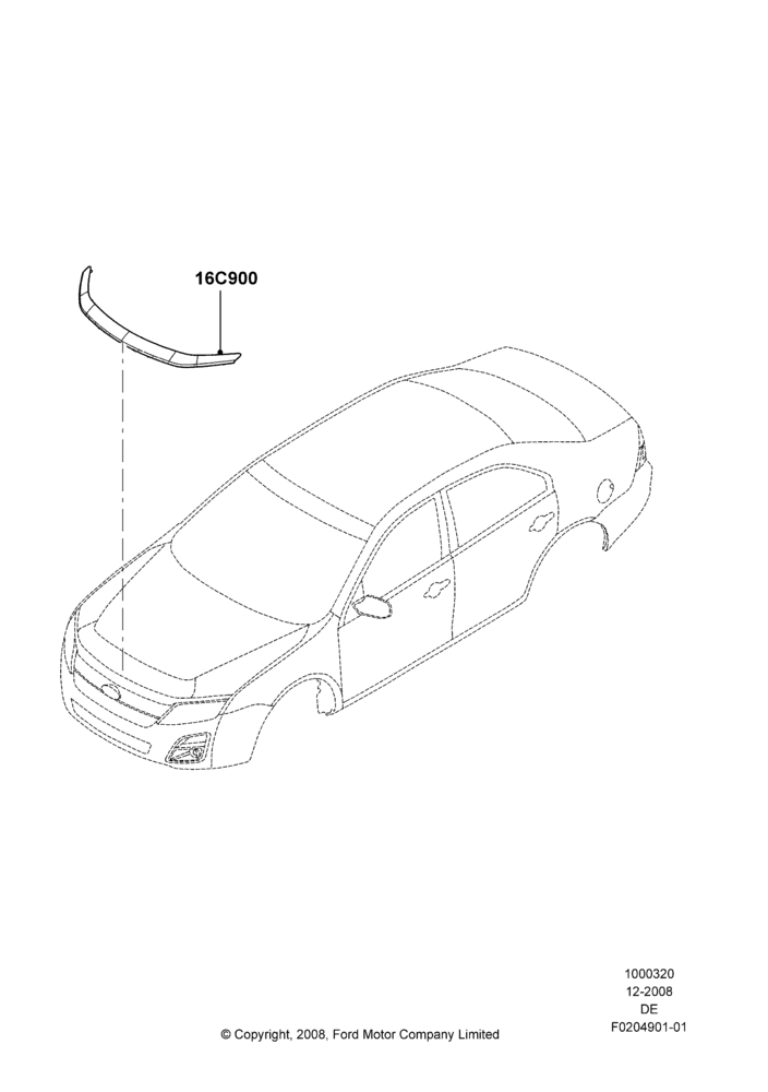 Схема Декор кузова — перед, Ford Division Derivative, Accessory, Hood Air Deflector; 04.02.2009–29.07.2012