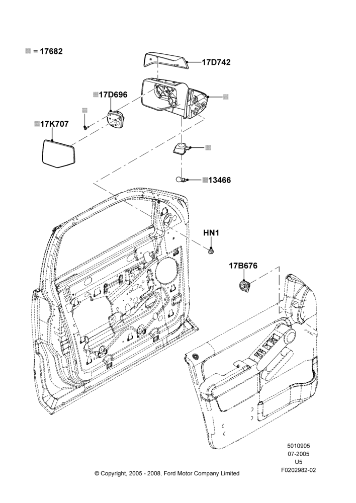 Схема Наружные зеркала заднего вида, Drv Pwr Pd Lmp/Htd/Sat Al Sk Cap, Power Mirror/Puddle/Body-Colour SK, Drv Pwr Heated Mirror-Cr Sk Caps, Drv Low Mount Recreation Mirror, Pass Lo-Mount Black Convex Mirror, Pass Pwr Htd Mirror-Cr Sk Caps, Pass Pwr/Pud Lmp/Body Color, ass Pwr Pud Lmp/Htd/Sat Al Sk Cap; 19.07.2005–16.12.2010