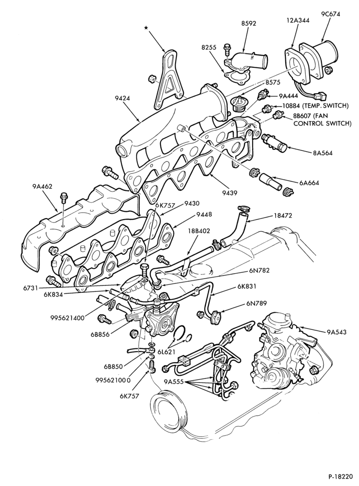 Схема 4 CYL. 1.9L (116 C.I.D.)-Cylinder block- external manifolds