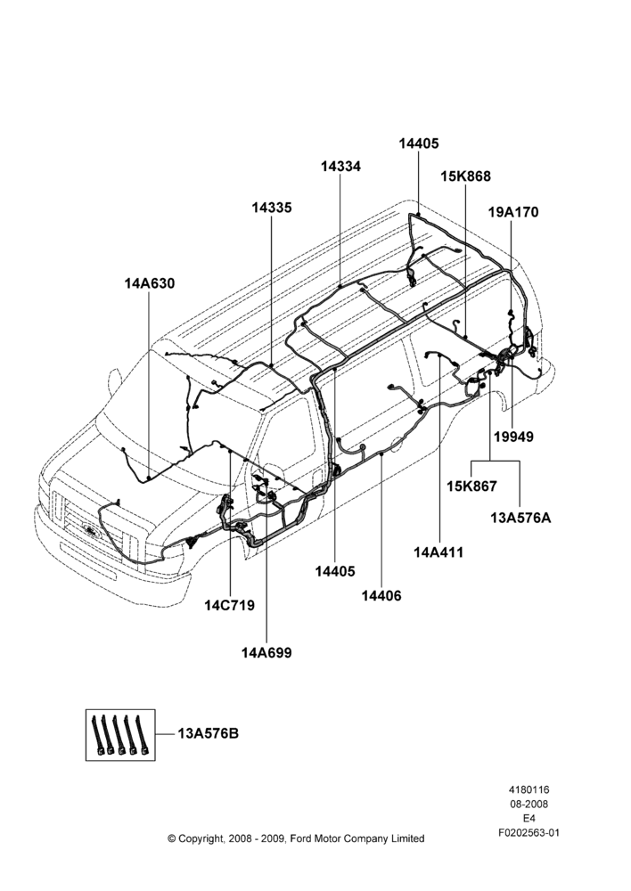 Схема Проводка кузова и потолочной консоли, All Reg/Extended Vans/Wagons; 18.08.2008–27.08.2012