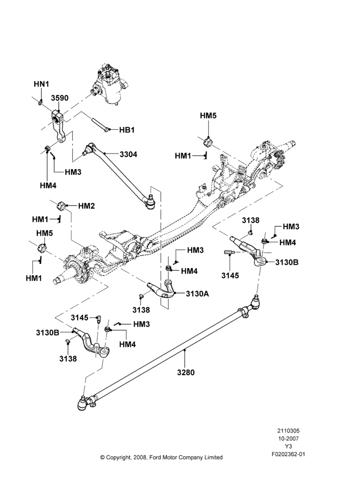 Схема Steering Linkage, 24,000 LB. GVW, 26000 LB. GVW; 31.10.2007–19.01.2010