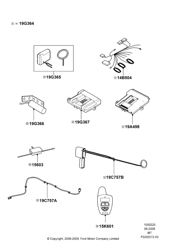 Схема Комплект дистанционного запуска, Automatic Transmission, Bi-Directional Remote Start; 08.01.2007–27.07.2009