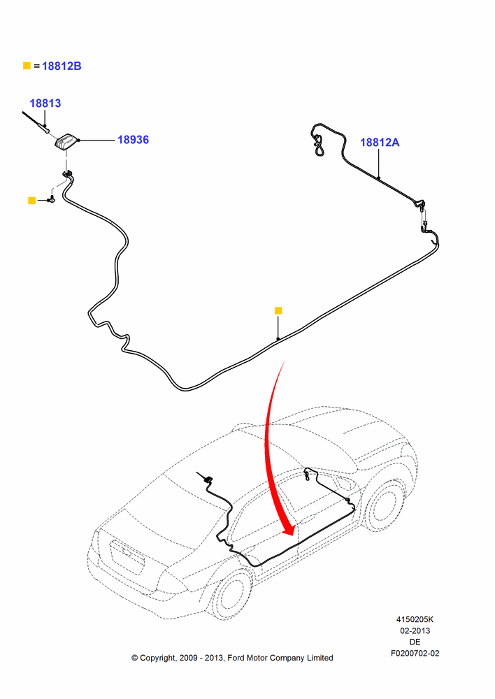Схема Антенна, Ford And Mercury Derivative, Less AM/FM Stereo/6 CD/Nav System, Less Cell Phone Interface System, With Satellite Radio Reception; 04.02.2009–29.07.2012