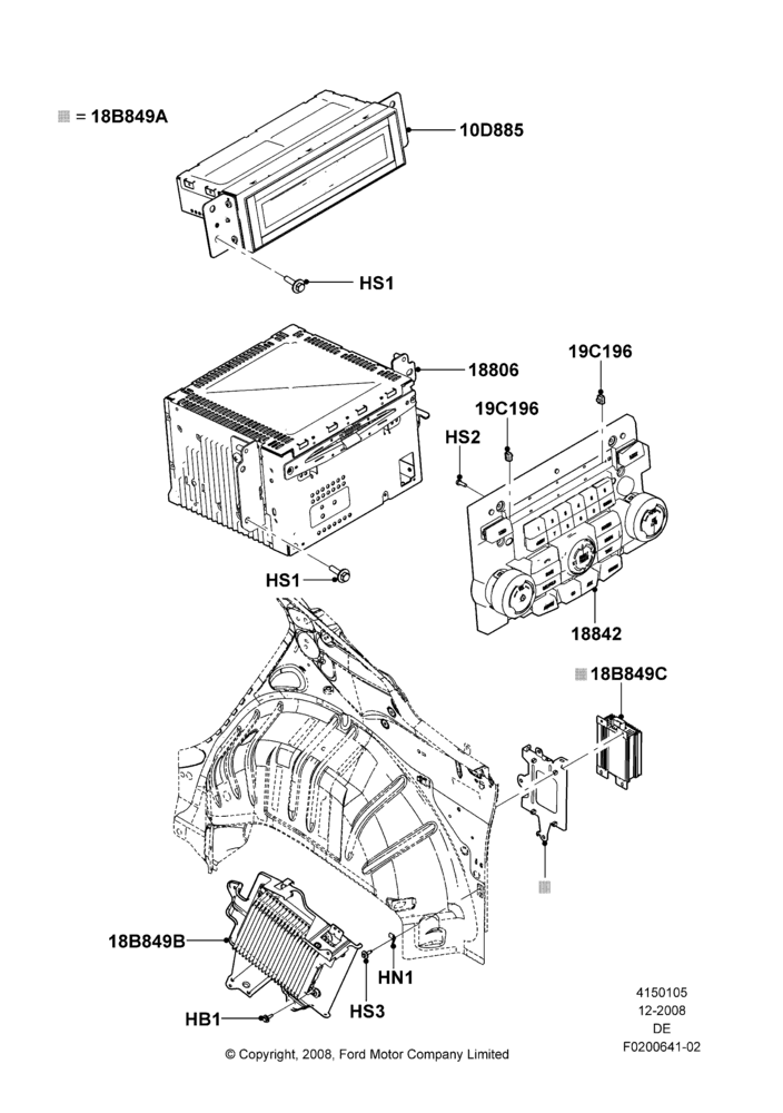 Схема Аудиооборудование (заводское), All Radios Less Navigation, Branded Audio Sound System; 04.02.2009–29.07.2012