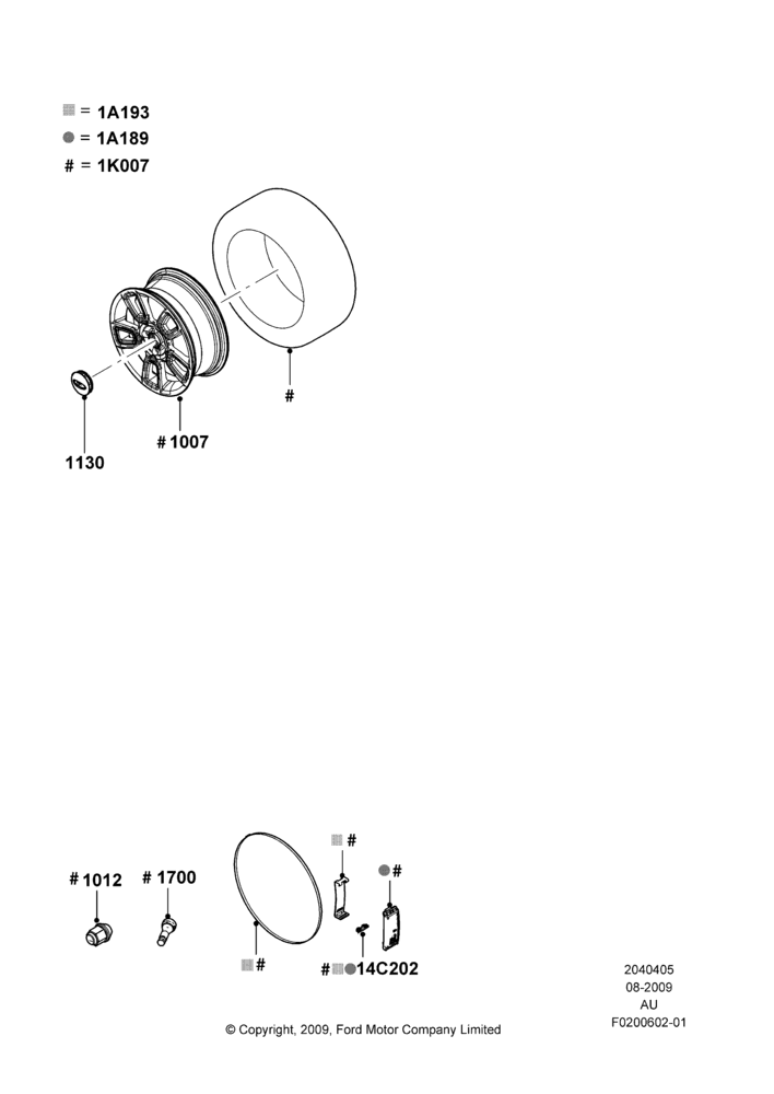 Схема Колёса, Accessory, Additional Parts May Be Required, Refer To The Installation Instructions Found Under Tech Specs At The Genuine Ford Accessory (GFA) Web Site, See Vehicle Restrictions And Modification Requirements, www.fordaccessoriesstore.com; 27.08.2007–07.12.2010