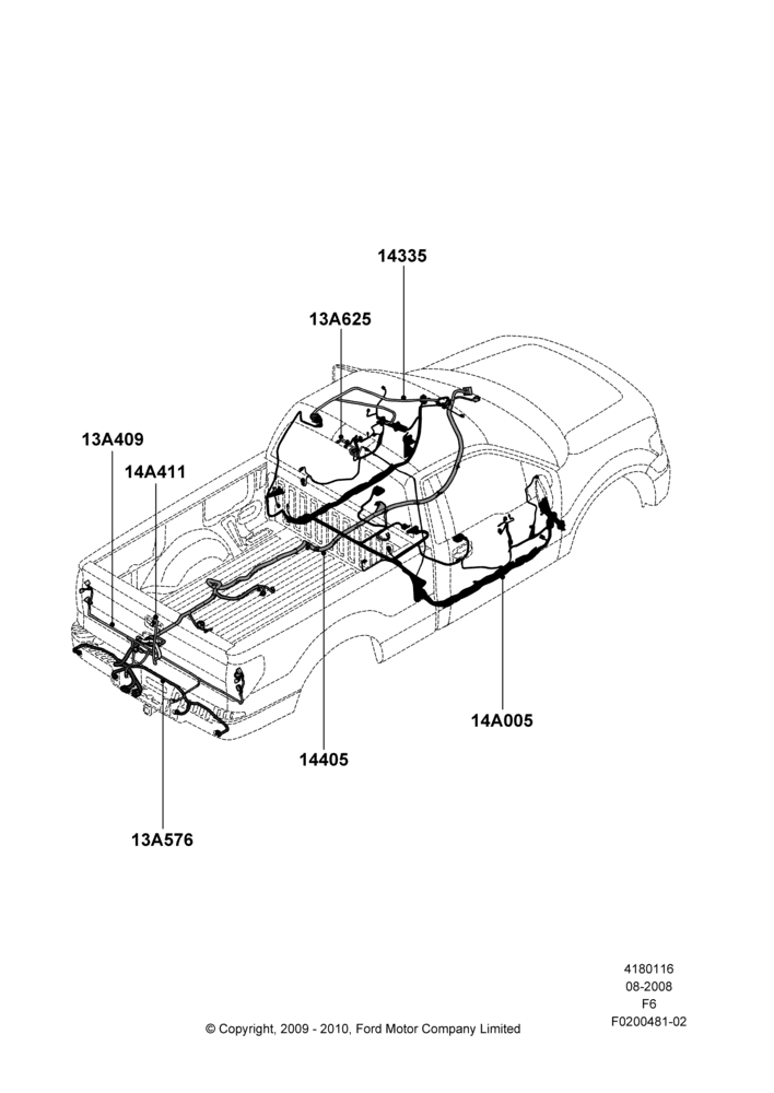 Схема Проводка кузова и потолочной консоли, Ford 150 Series, Kansas City Plant Build; 18.08.2008–03.11.2010