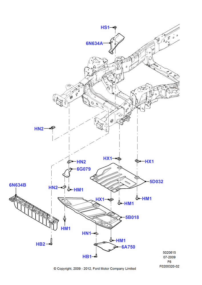 Схема Защитные щитки и теплозащита, (+) SVT, 5.4L 3V V8, 6.2L 16V OHC NA V8 Gas; 06.07.2009–23.12.2014