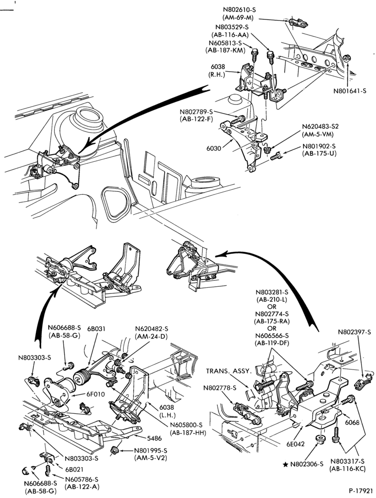 Схема 4 CYL. 2.3L (140 C.I.D.) HSC-Engine supports
