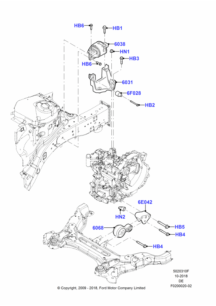 Схема Опоры КПП, 6 Speed Manual Trans Mazda G6M; 04.02.2009–29.07.2012