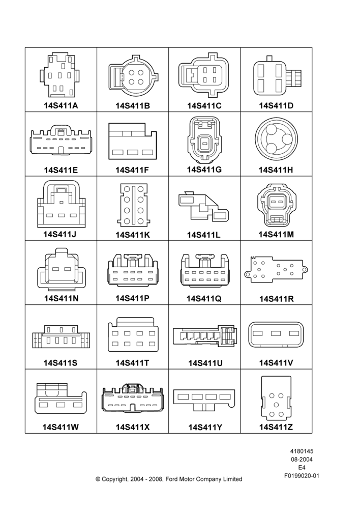 Схема Ремонтные жгуты проводки, Page A, Switches; 02.08.2004–24.08.2009