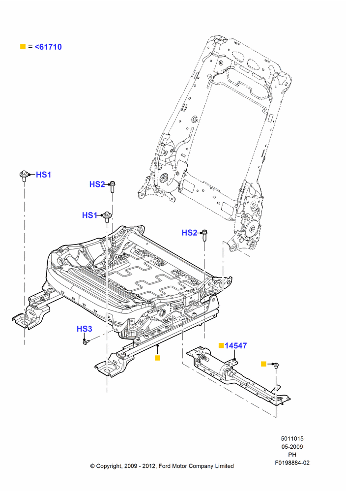 Схема Основание переднего сиденья, With Driver 8 Way Pwr.Seat Adjuster; 15.06.2009–06.02.2012