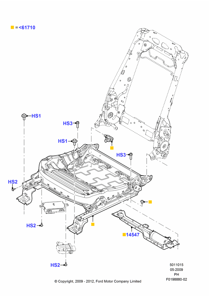 Схема Основание переднего сиденья, With Pass 8 Way Power Seat Adjuster; 15.06.2009–06.02.2012