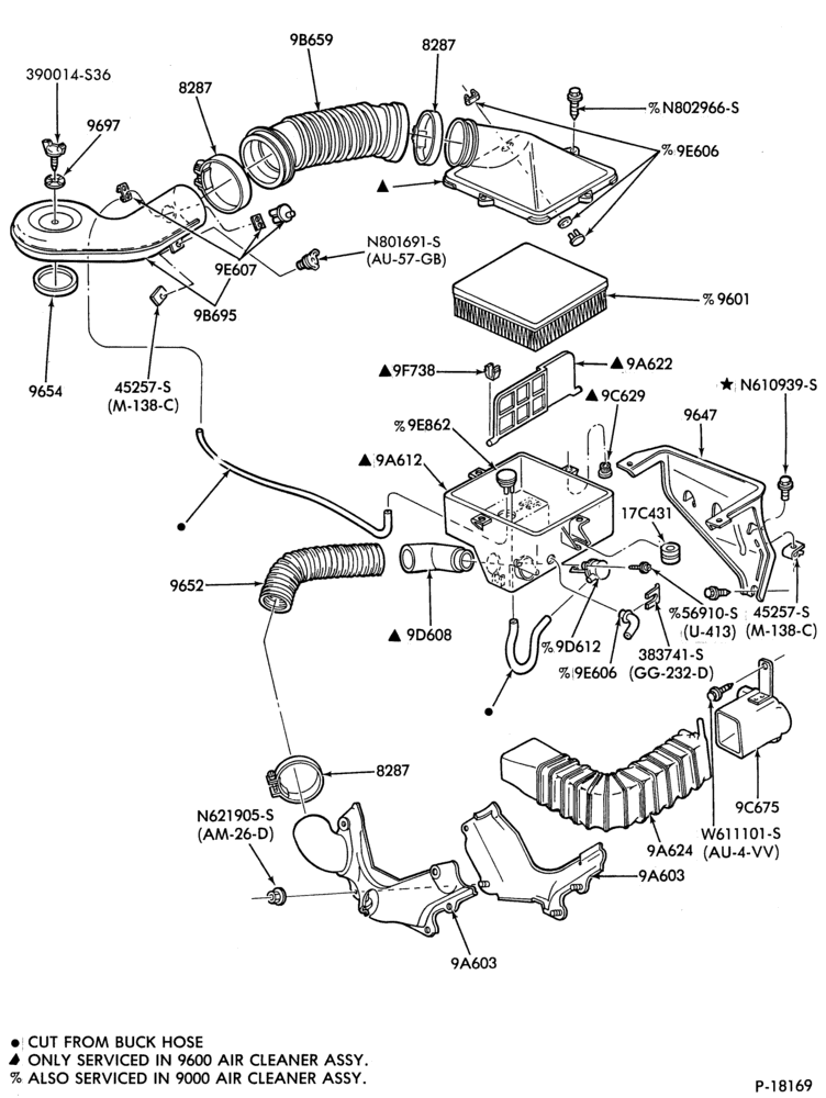 Схема 4 CYL. 2.3L (140 C.I.D.) HSC-Air cleaner