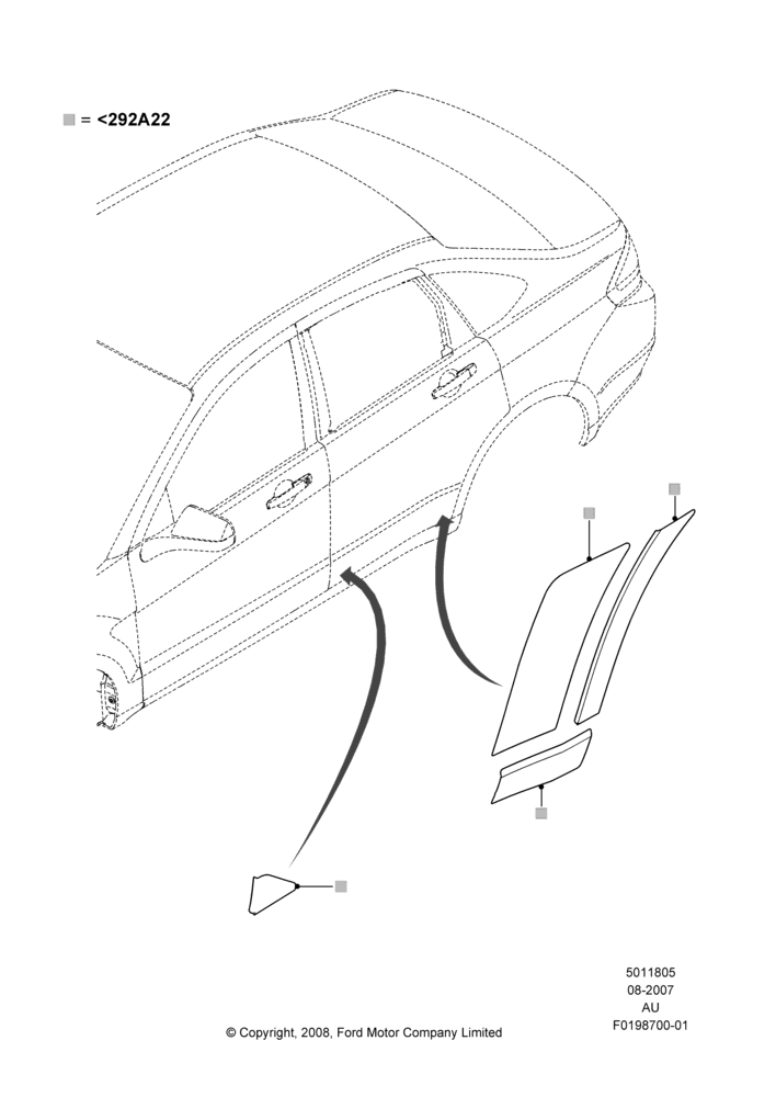 Схема Декоративные наклейки, 4 Door Sedan, Stone Shield; 27.08.2007–07.12.2010