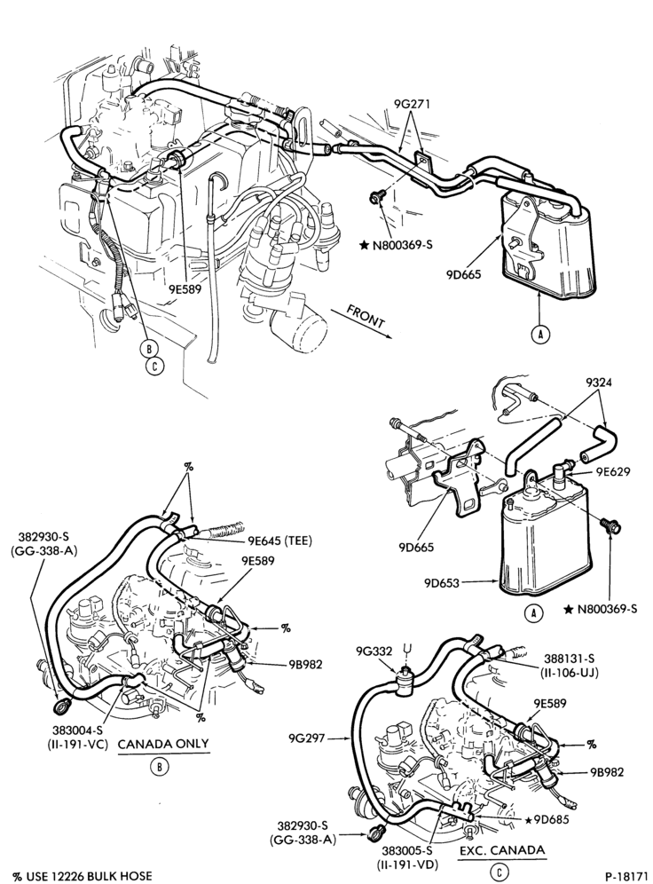 Схема 4 CYL. 2.3L (140 C.I.D.) HSC-Fuel vapor canister and related parts