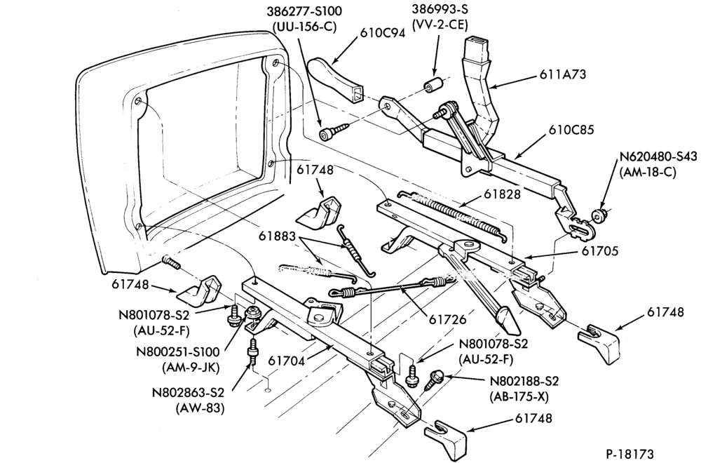 Схема SEATS AND SEAT BELTS-Front seat parts - bucket - lower half - manual